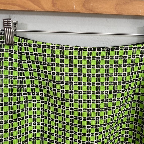 Carven Knit Pencil Skirt Women Size 36 Kiwi Green Black Textured - Picture 3 of 12